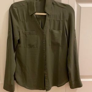 Express Army Green Portofino Shirt. Excellent condition as good as new.